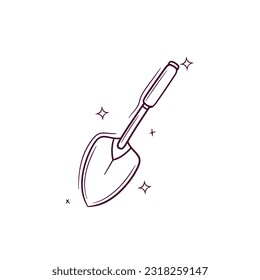 Hand Drawn Hand Shovel. Doodle Vector Sketch Illustration