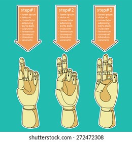 Hand drawn hand showing direction. Perfect element for your business and presentation info-graphics.