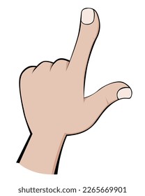 Hand drawn showing hand. forefinger