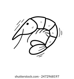 Camarón Dibujado A Mano. Vector Doodle. Aislado sobre fondo blanco - EPS 10 Vector