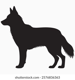 Hand drawn Siberian Husky silhouette