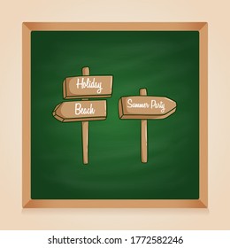 hand drawn sign board vector on green chalkboard background