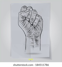 hand drawn of hand sign number zero on crumpled paper background 