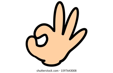 Hand drawn hand sign - Ok sign
