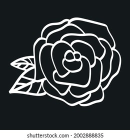 Hand drawn sign of rose flower. Vector illustration.