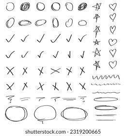 Hand Drawn Sign And Symbol Icon Set Vector Design.