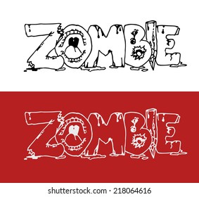 Hand drawn sign Zombie. Vector illustration.