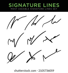 hand drawn signature lines set for handdrawn logo