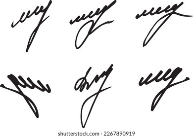 Hand drawn signatures set, vector