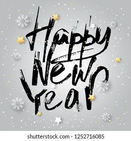 Hand drawn signs lettering 2019 for Happy New Year greetings cards,banners.Vector illustration