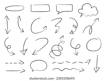 Hand drawn signs and numbers for social networks. Sale in the store and phone number. Arrows and dots. Vector set with lines and arrows