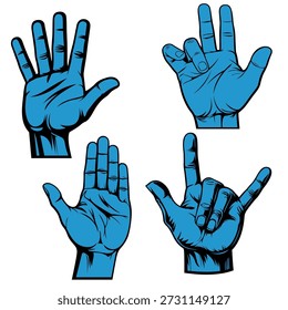 hand drawn hand signs transparent vector illustration 