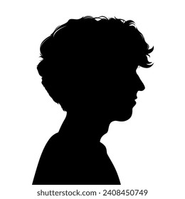 Hand drawn Silhouette American Teenager with Curly Hair eps file