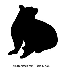 Hand drawn silhouette of bear. Abstract line icon wild animal forest.Miinimalism style for baby poster, christmas card, greeting card, wedding cad, banners, social media stories stikers.