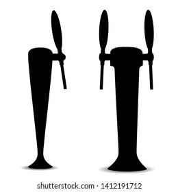 hand drawn silhouette of beer taps isolated on white. International beer day, ipa concept. Flat vector illustration