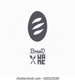 Hand drawn silhouette of bread. Bakery logo template for craft food packaging or brand identity. Vector illustration