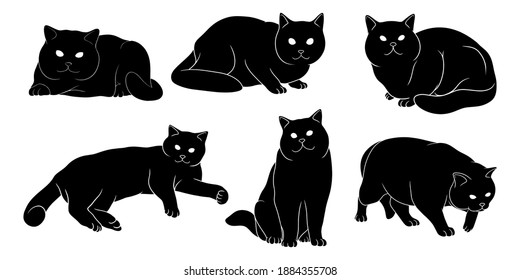 handgezeichnete Silhouette der britischen Katze