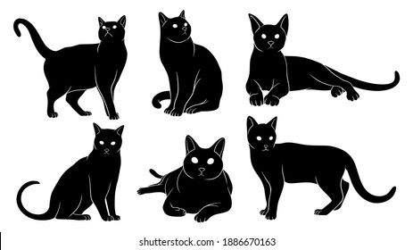 hand drawn silhouette of cats