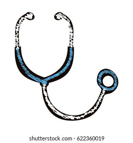 hand drawn silhouette with colored pencil of stethoscope vector illustration