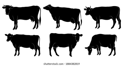 hand drawn silhouette of cow