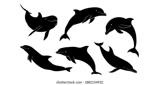 hand drawn silhouette of dolphin