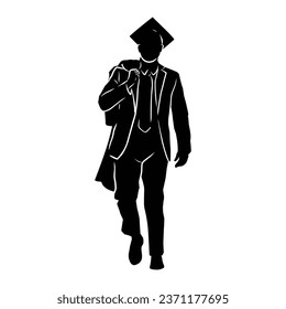hand drawn silhouette of a graduate. graphic assets in the form of shadows of graduates that can be used for background designs