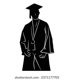 hand drawn silhouette of a graduate. graphic assets in the form of shadows of graduates that can be used for background designs