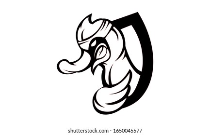 Hand drawn silhouette of head of duck. Vector illustration
