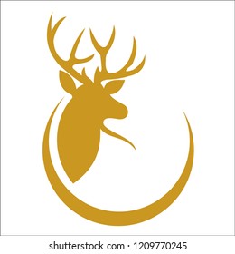 Hand drawn silhouette of head of reindeer. Vector illustration.
