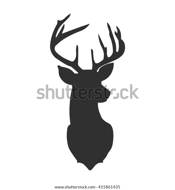 Hand drawn silhouette of head of reindeer.\
Vector illustration.