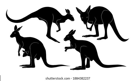 hand drawn silhouette of kangaroo