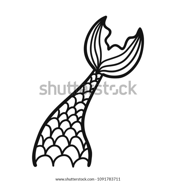 Hand Drawn Silhouette Mermaid Tail Vector Stock Vector (Royalty Free ...