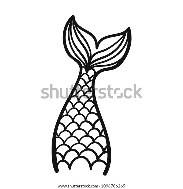 Download Hand drawn silhouette of mermaid tail. Vector illustration ...