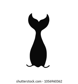 Hand drawn silhouette of mermaid's tail. Vector icon isolated on white background. Graphic tattoo.