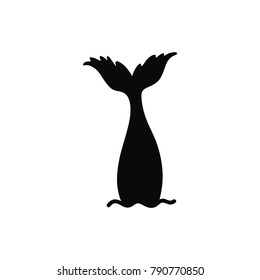 Hand drawn silhouette of mermaid's tail. Vector icon isolated on white background. Graphic tattoo