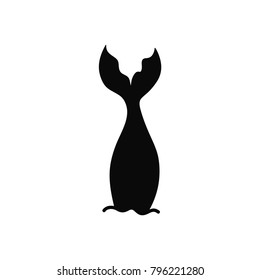 Hand drawn silhouette of mermaid's tail. Vector icon isolated on white background. Graphic tattoo