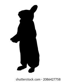 Hand drawn silhouette of rabbit. Abstract line icon wild animal forest.Miinimalism style for baby poster, christmas card, greeting card, wedding cad, banners, social media stories stikers.