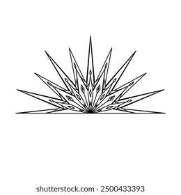 Hand drawn silhouette of star, sunburst, light ray. Bohemian symbol bursting sun ray. Magic ornate talisman, antique style, boho, tattoo, logo. Vector illustration isolated on white background