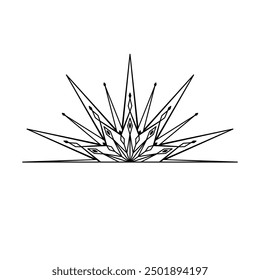 Hand drawn silhouette of star, sunburst, light ray. Bohemian symbol bursting sun ray. Magic ornate talisman, antique style, boho, tattoo, logo. Vector illustration isolated on white background