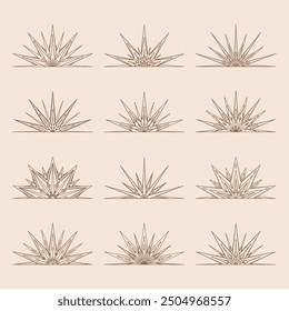 Hand drawn silhouette of star, sunburst, light rays. Bohemian symbol bursting sun ray. Magic ornate talisman, antique style, boho, tattoo, logo. Vector set illustration isolated on beige background