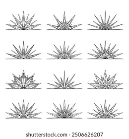 Hand drawn silhouette of star, sunburst, light rays. Bohemian symbol bursting sun ray. Magic ornate talisman, antique style, boho, tattoo, logo. Vector set illustration isolated on white background