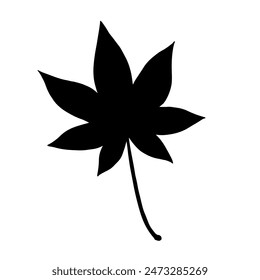 Hand drawn silhouette vector illustration of maple leaves