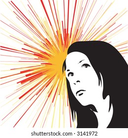 Hand drawn silhouette of a woman