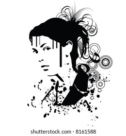 hand drawn silhouette of a woman