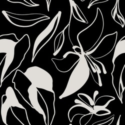 Hand Drawn Simple Abstract Flowers Print. Trendy Collage Pattern. Fashionable Template For Design.
