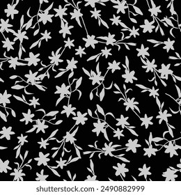 Hand drawn simple abstract flowers print. Trendy collage pattern. Fashionable template for design. . Vector illustration