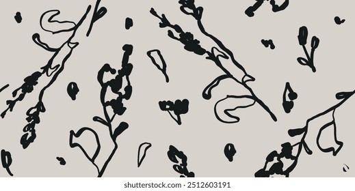 Dibujado a mano simple impresión abstracta de flores. Patrón de collage de moda. Plantilla de moda para el diseño.