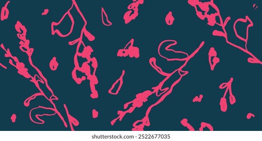 Hand drawn simple abstract flowers print. Trendy collage pattern. Fashionable template for design.
