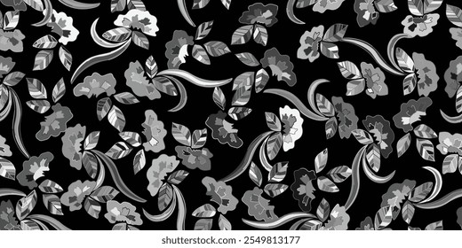 Dibujado a mano simple impresión abstracta de flores. Patrón de collage de moda. Plantilla de moda para el diseño. Ilustración vectorial. 