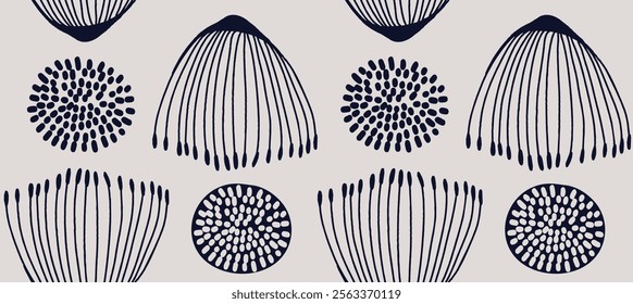 Hand drawn simple abstract flowers print. Trendy collage pattern. Fashionable template for design
